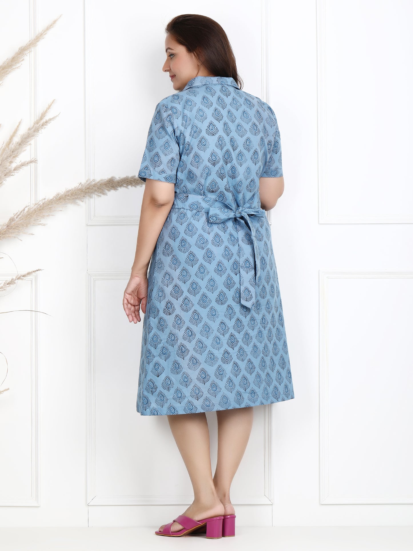 Blue cotton dress for women online