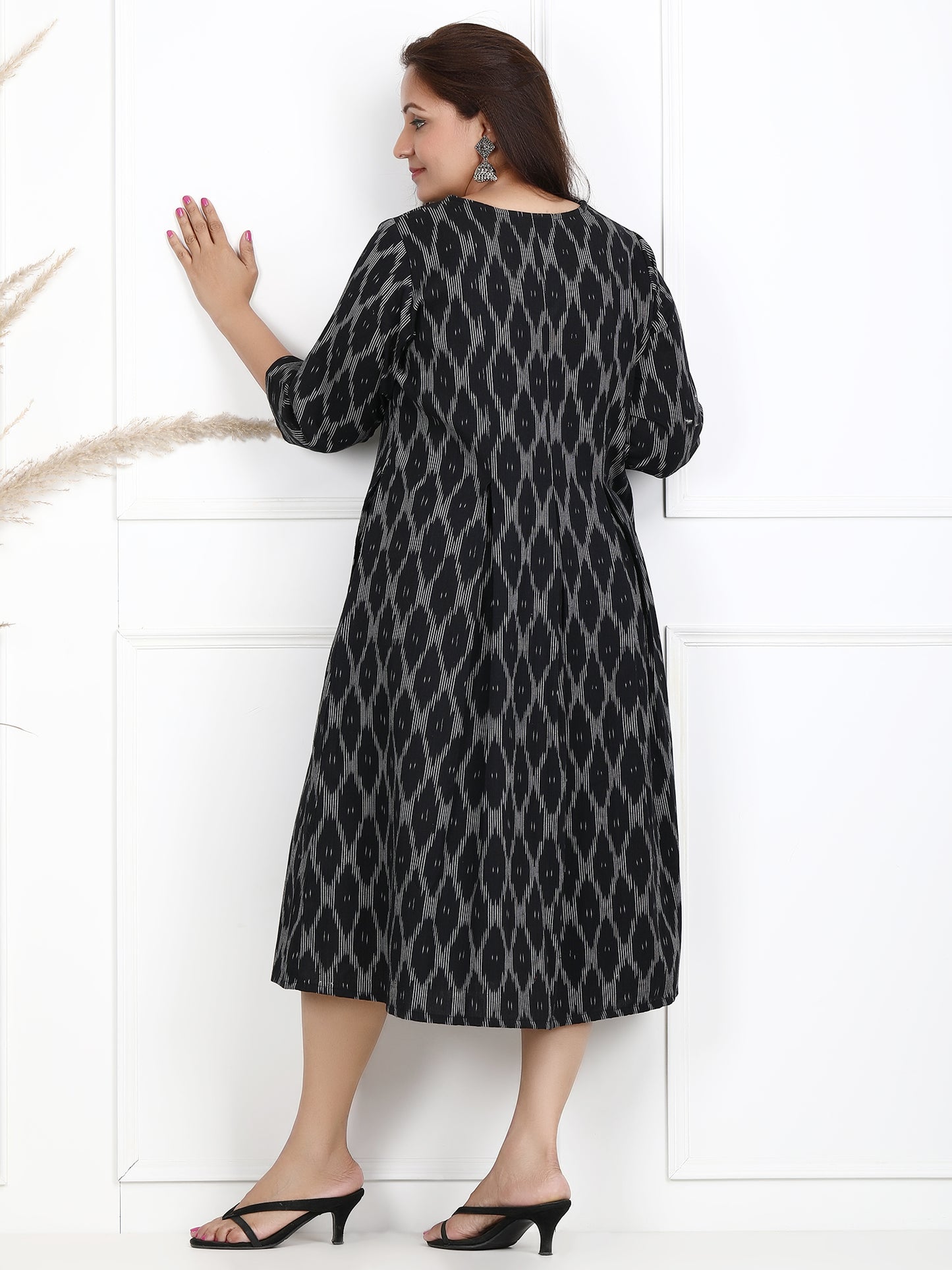Black Ikat Cotton Dresses Online
