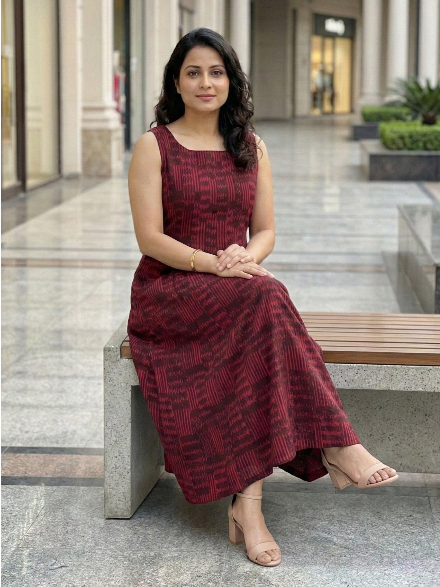 Close-up of handloom ikat cotton fabric texture