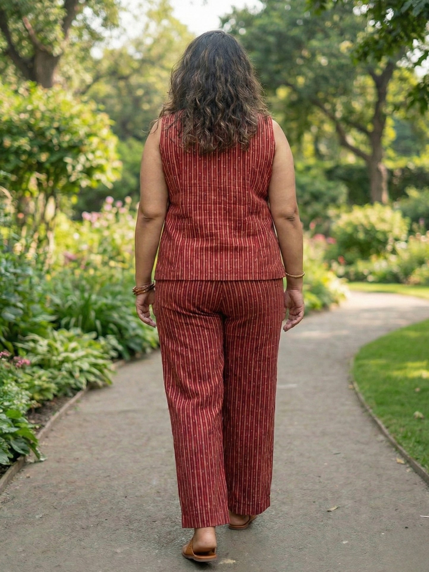 Rust Red Ikkat Coord Set for Plus sizes