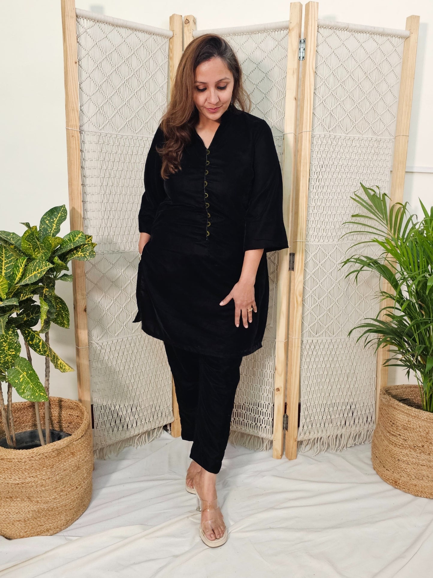 Darzaania Black Velvet Co-ord set