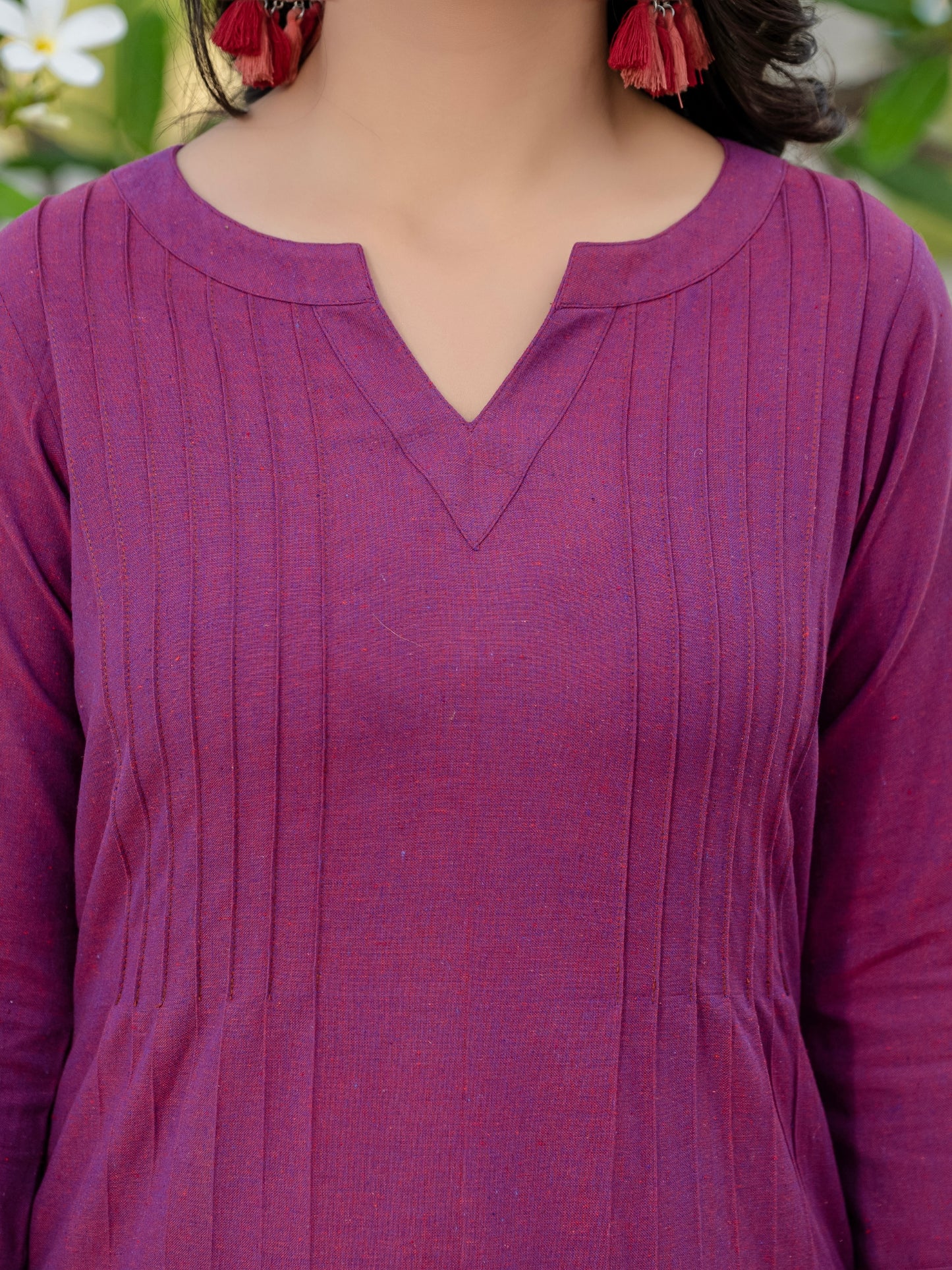 Darzaania purple cotton kurti with pants