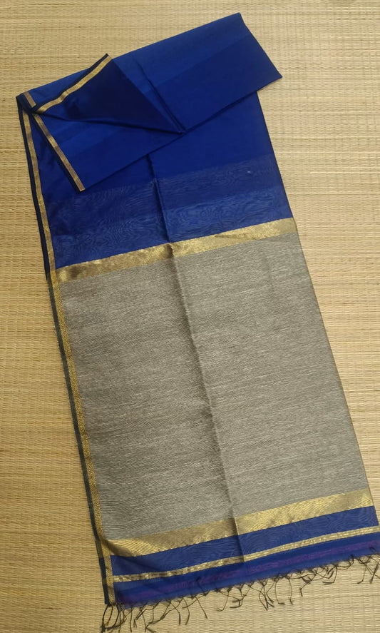 Maheshwari Blue Color Kosa Pallu Saree