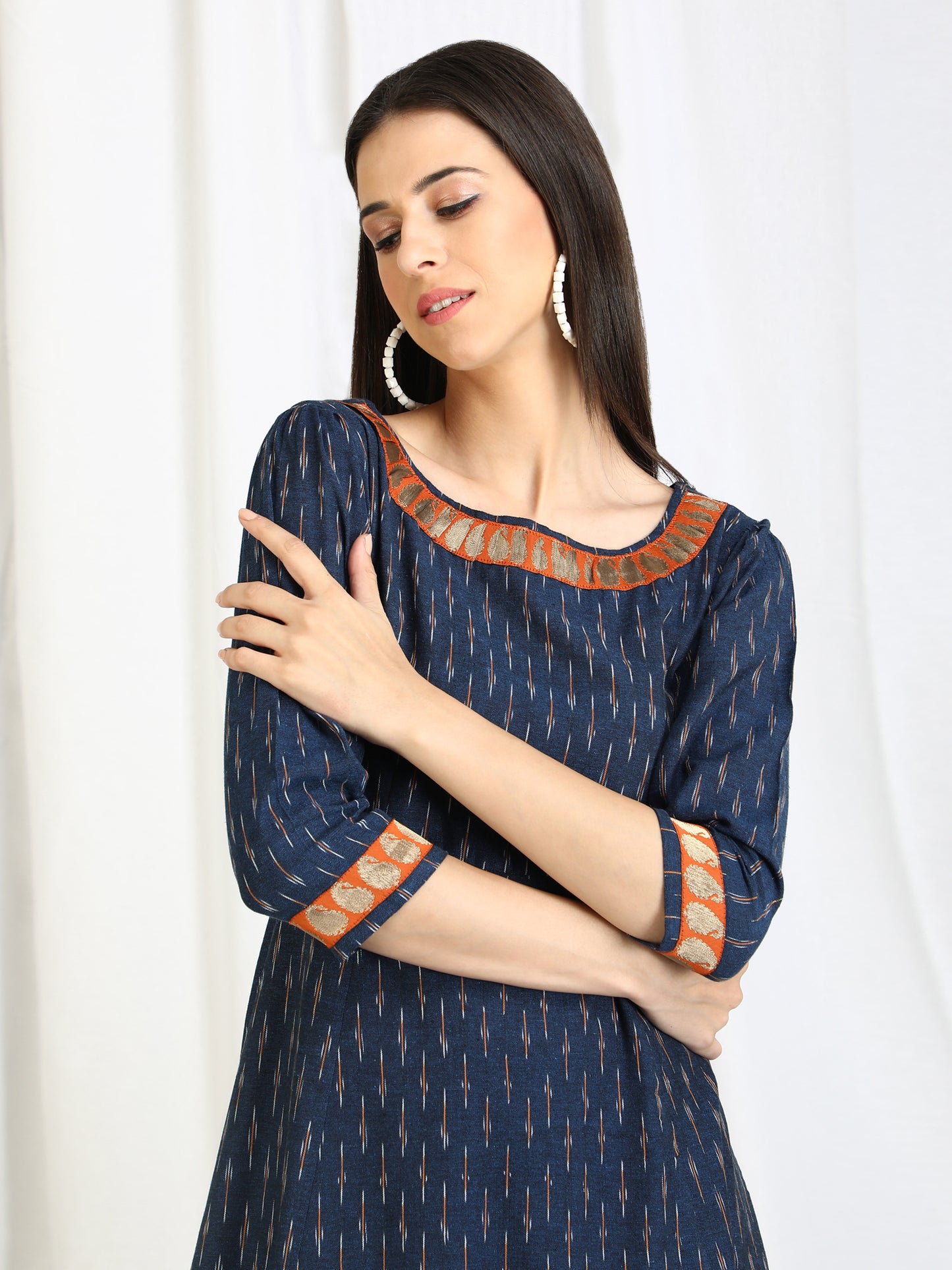 Navy Blue Ikat Cotton Dresses