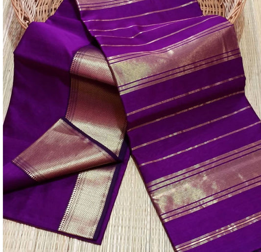 Maheshwari Cotton Silk Purple Saree