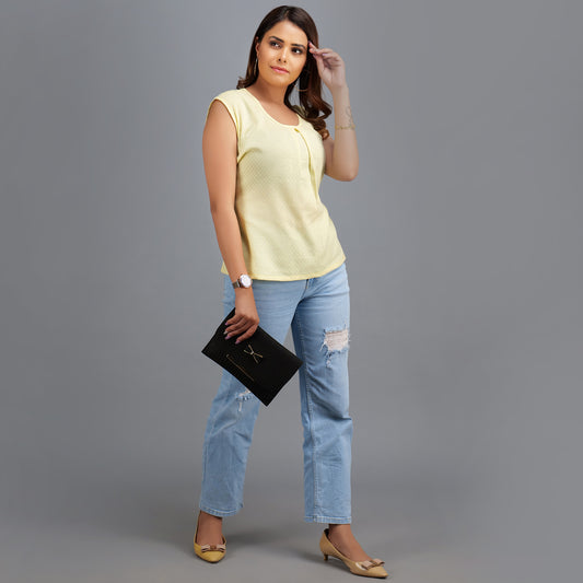 Yellow Cotton Tops for women