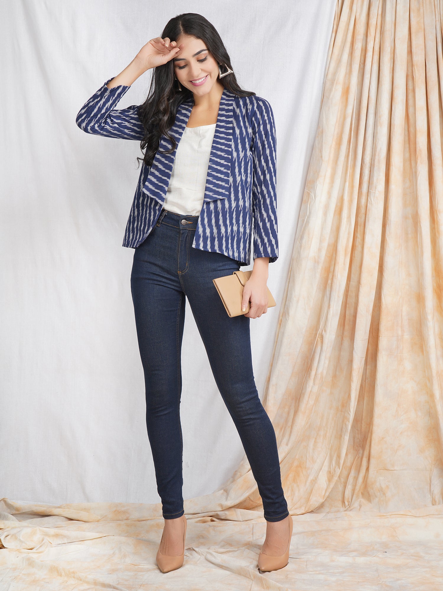 Blue Ikat Cotton Jacket - Main Image