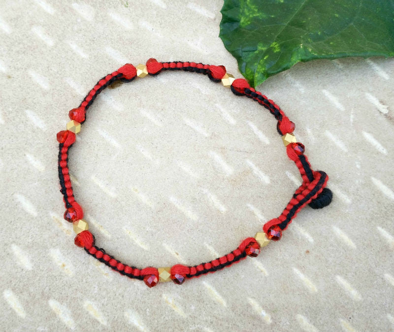 Red Black Anklet Online craftsandlooms