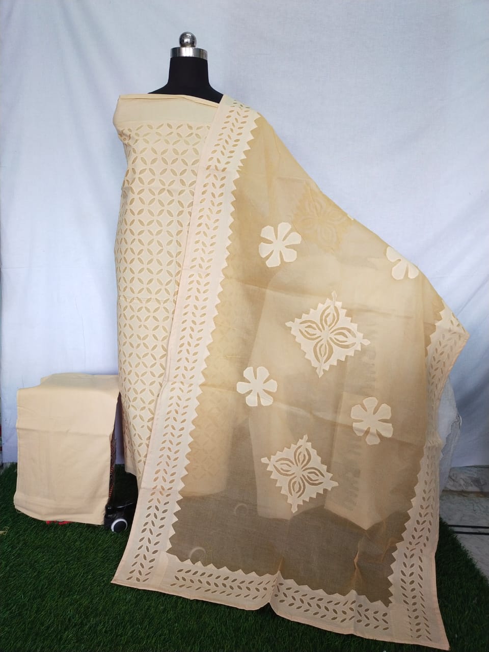 Applique Cut Work Cotton Suit Material