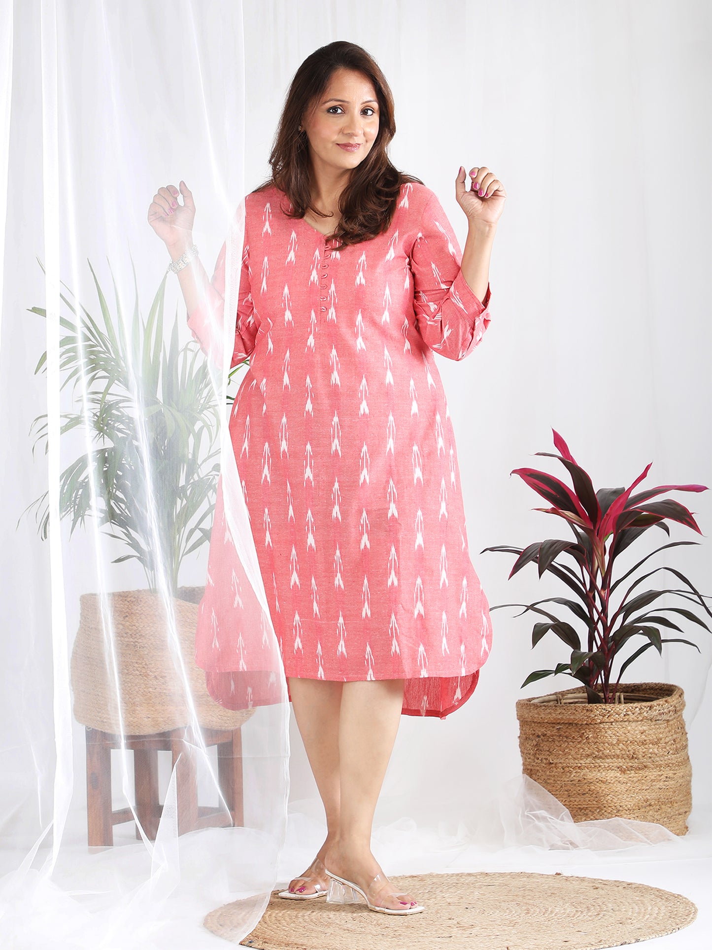 Simar Ikkat Cotton Midi Dress