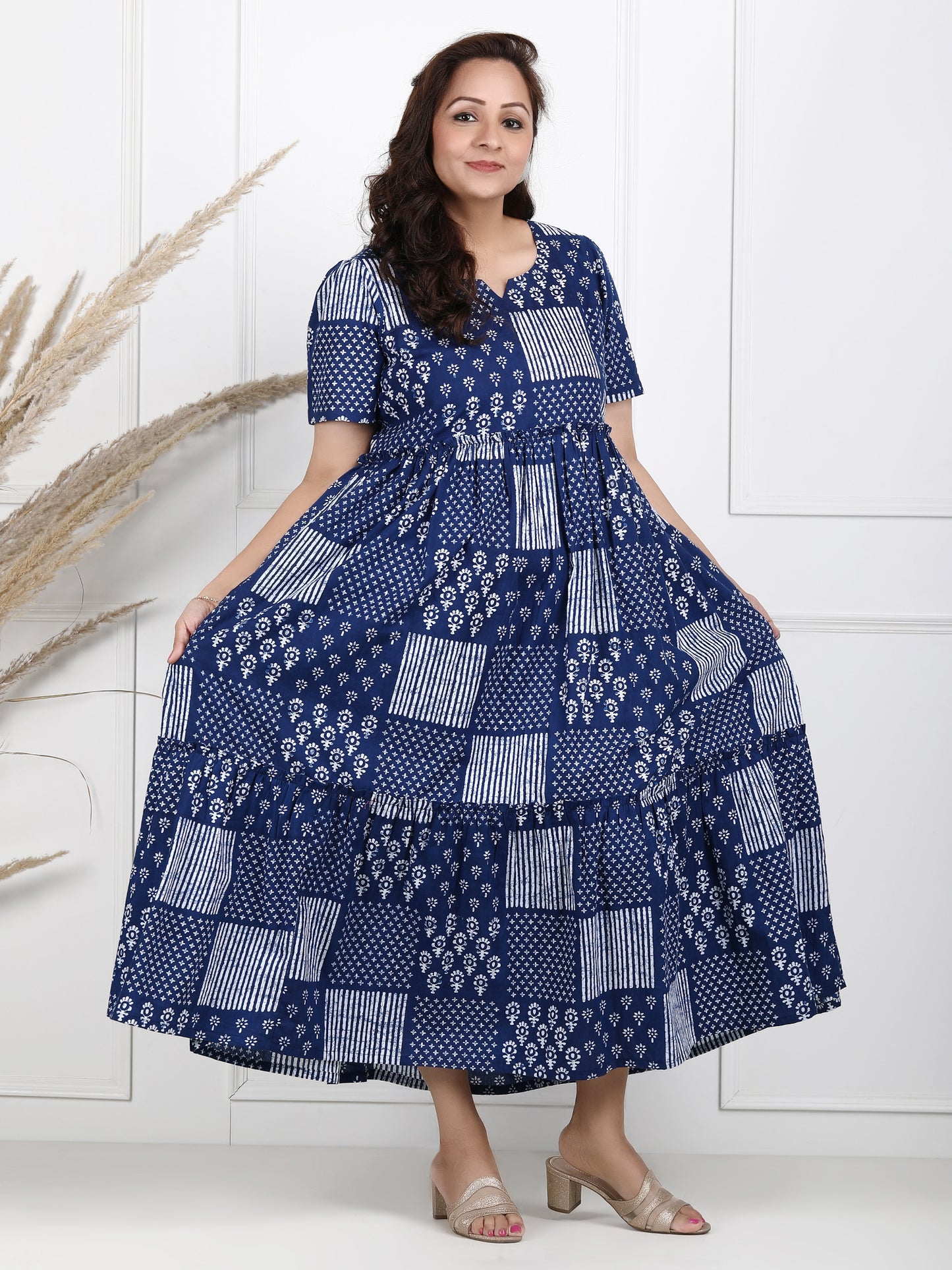 Blue Long cotton maxi dress
