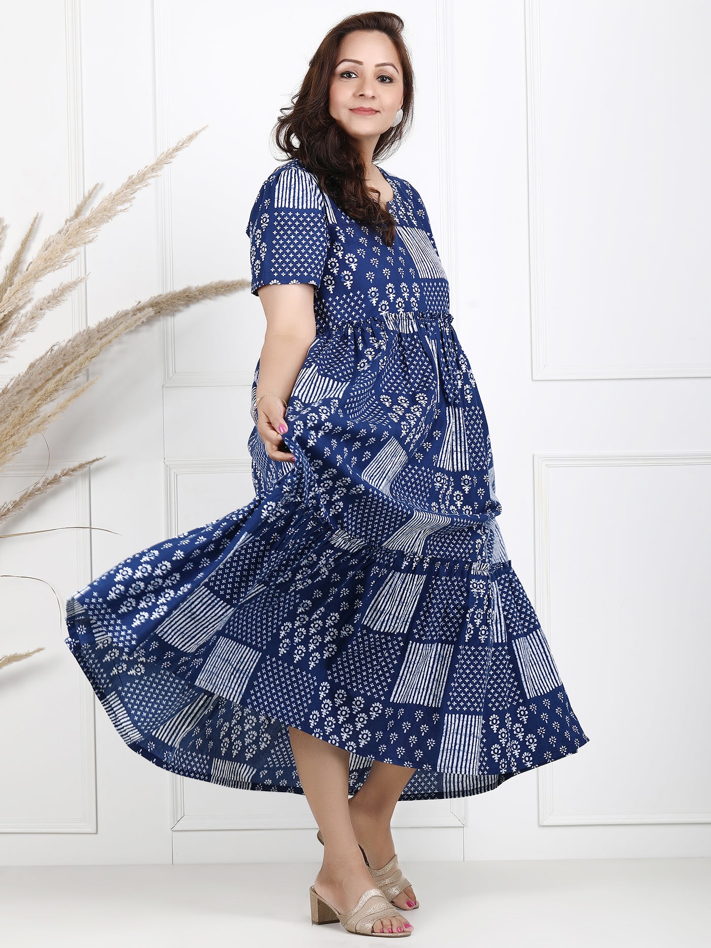 Blue Long cotton maxi dress