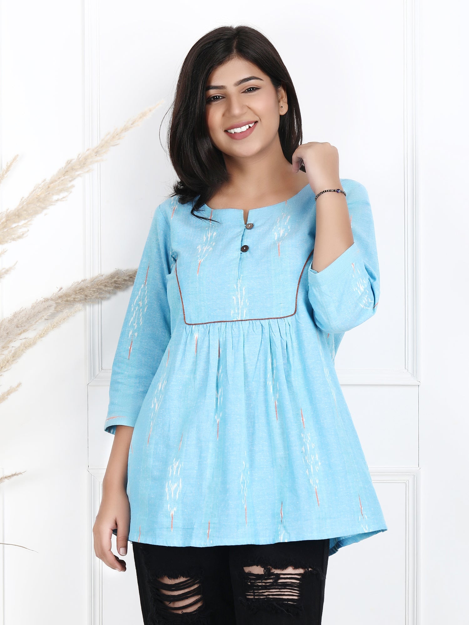 Buy Tops & Tunics for Women | Ikat Tops, Ajrakh Tops| CraftsandLooms ...