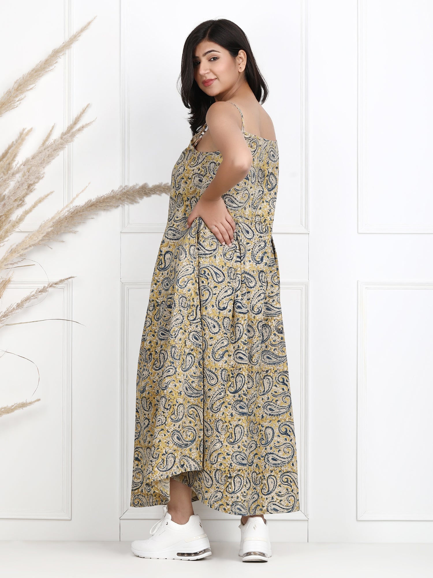 Buy Kalamkari Cotton Noodle Strap Dress Online | CraftsandLooms –  CraftsandLooms.com