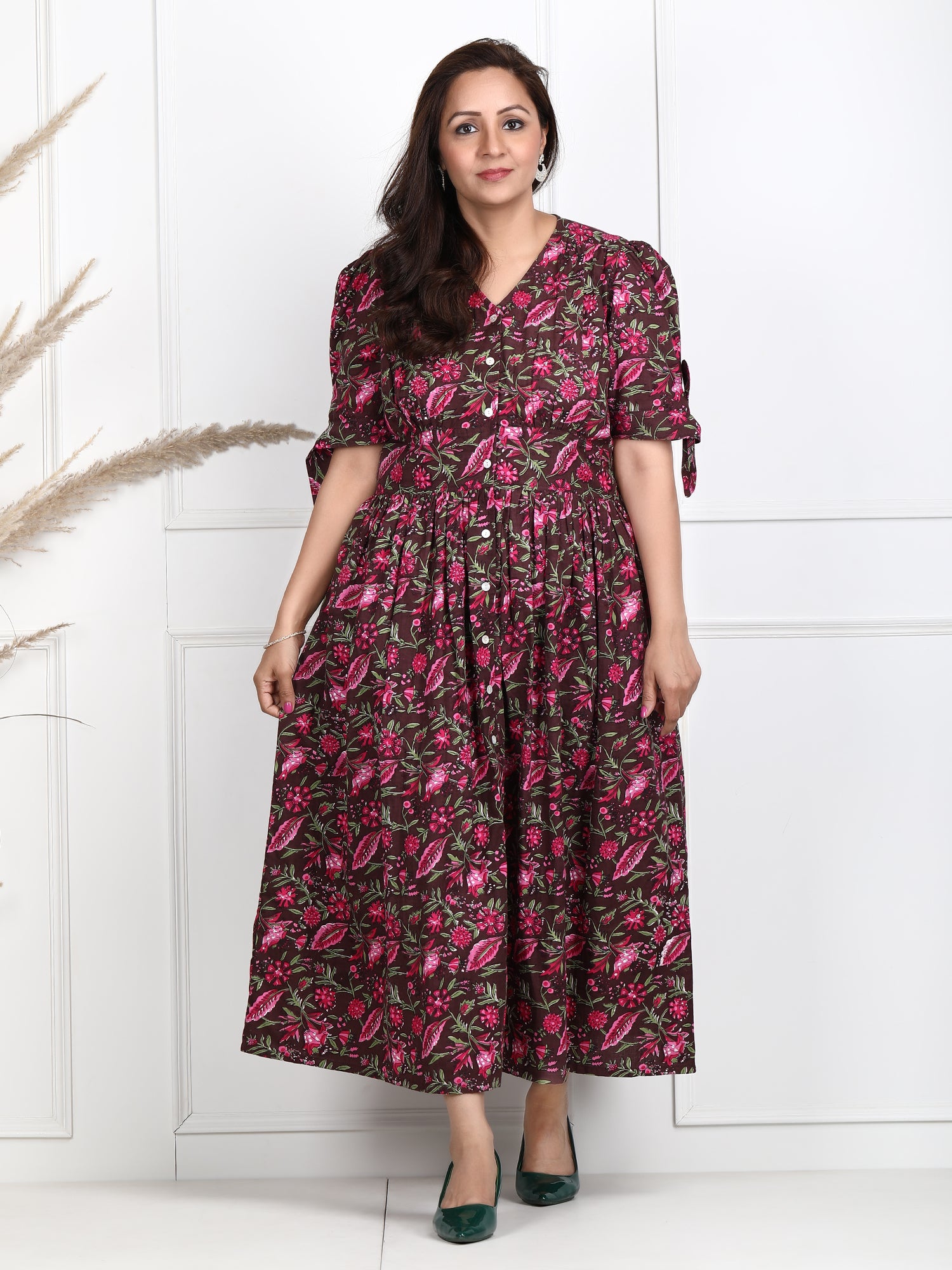 Elsa Printed Ankle Length Cotton Dress