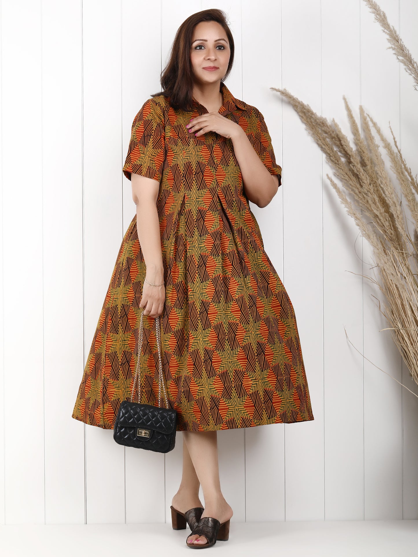 Geometrical Vibrant Ajrakh Cotton Dresses online for Women