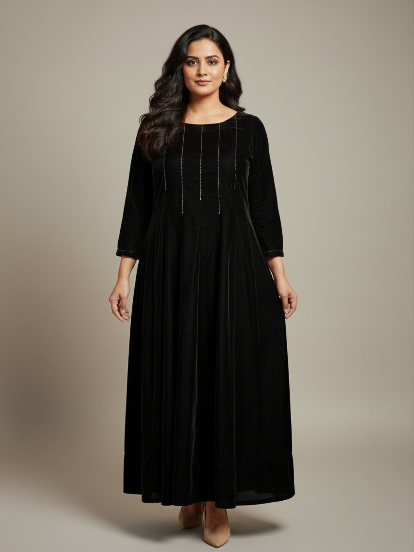 Black Velvet Party Wear Dress