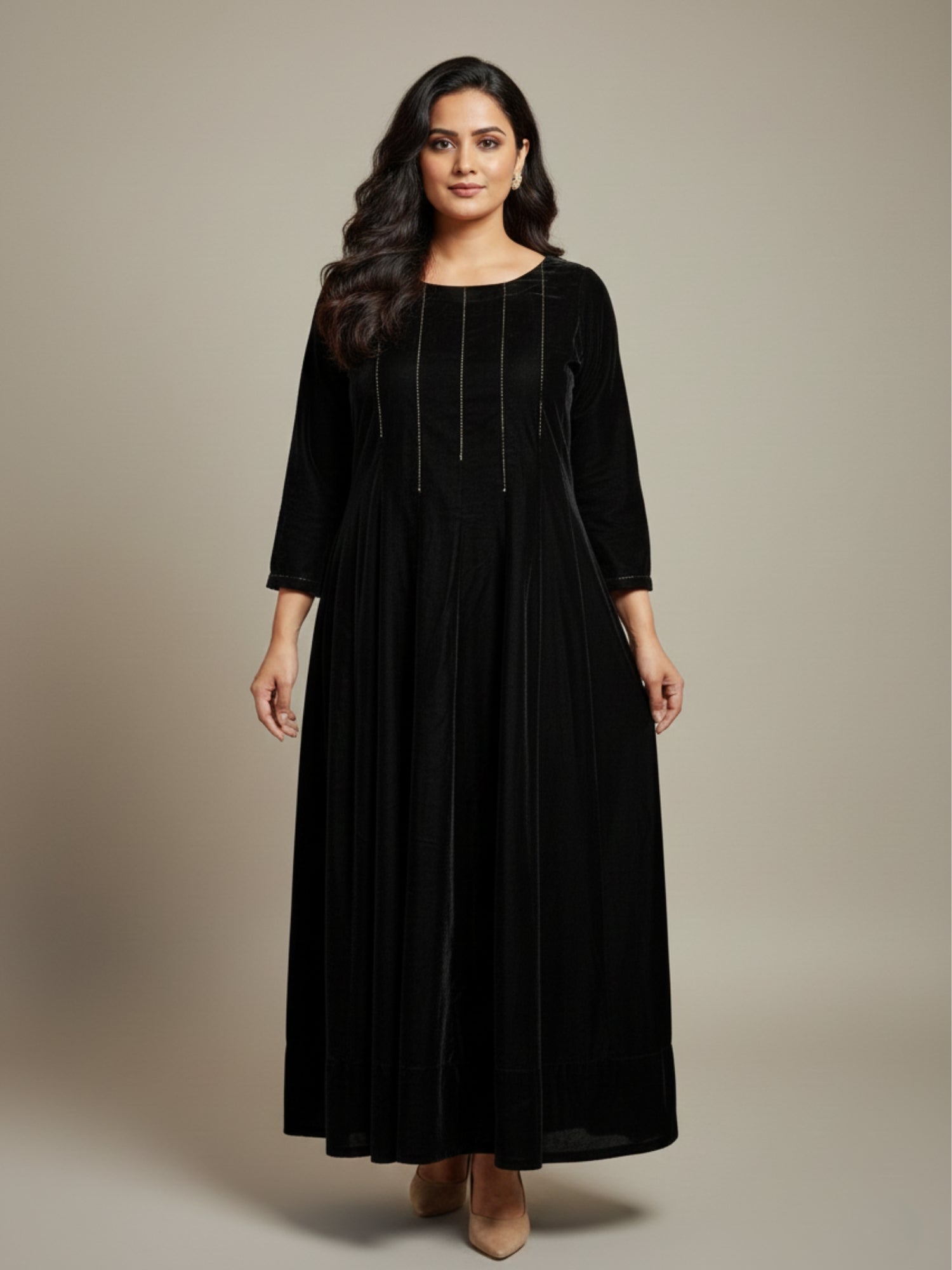 Black Velvet Party Wear Dress