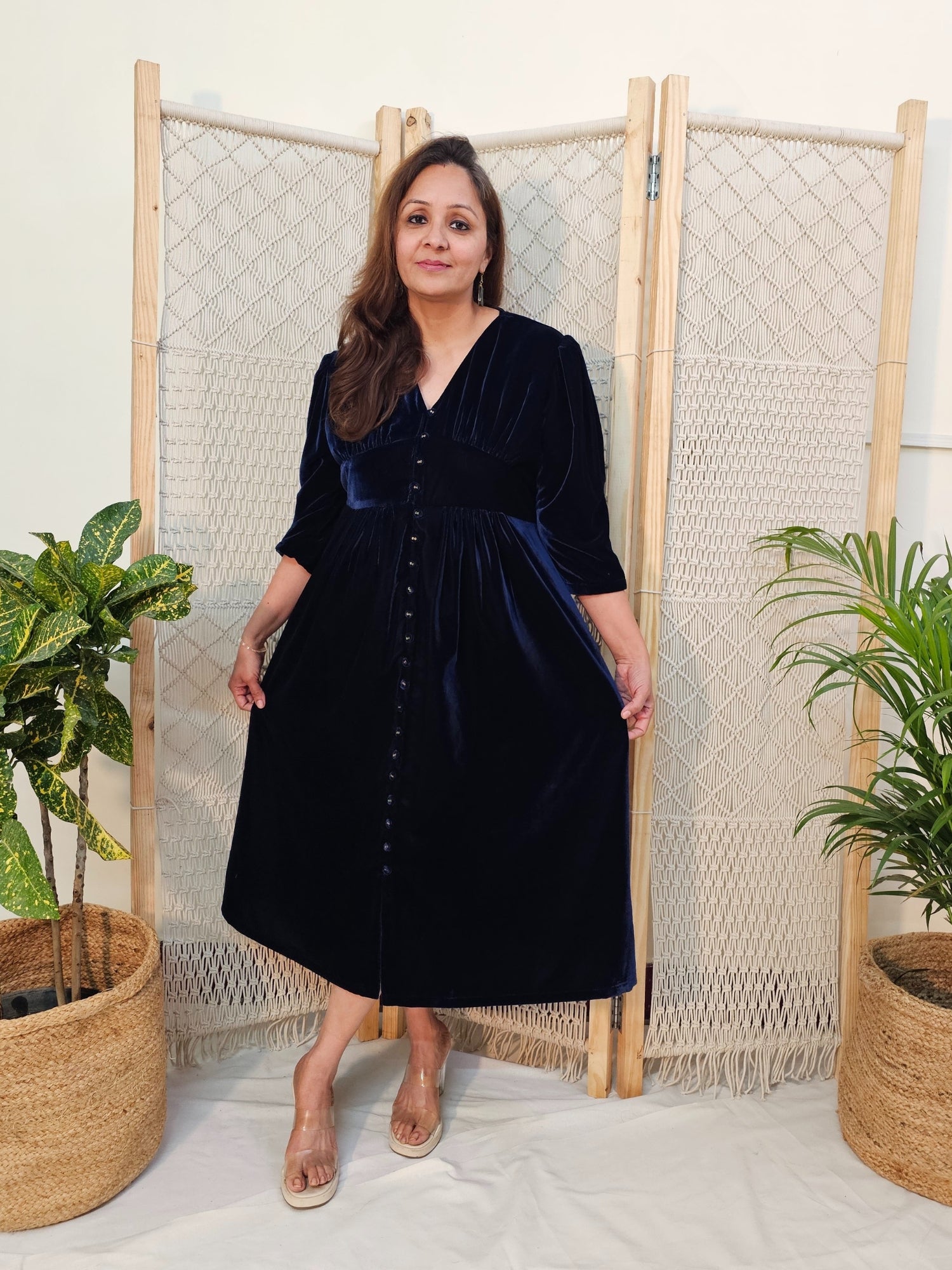 Blue Velvet Winter Dress 