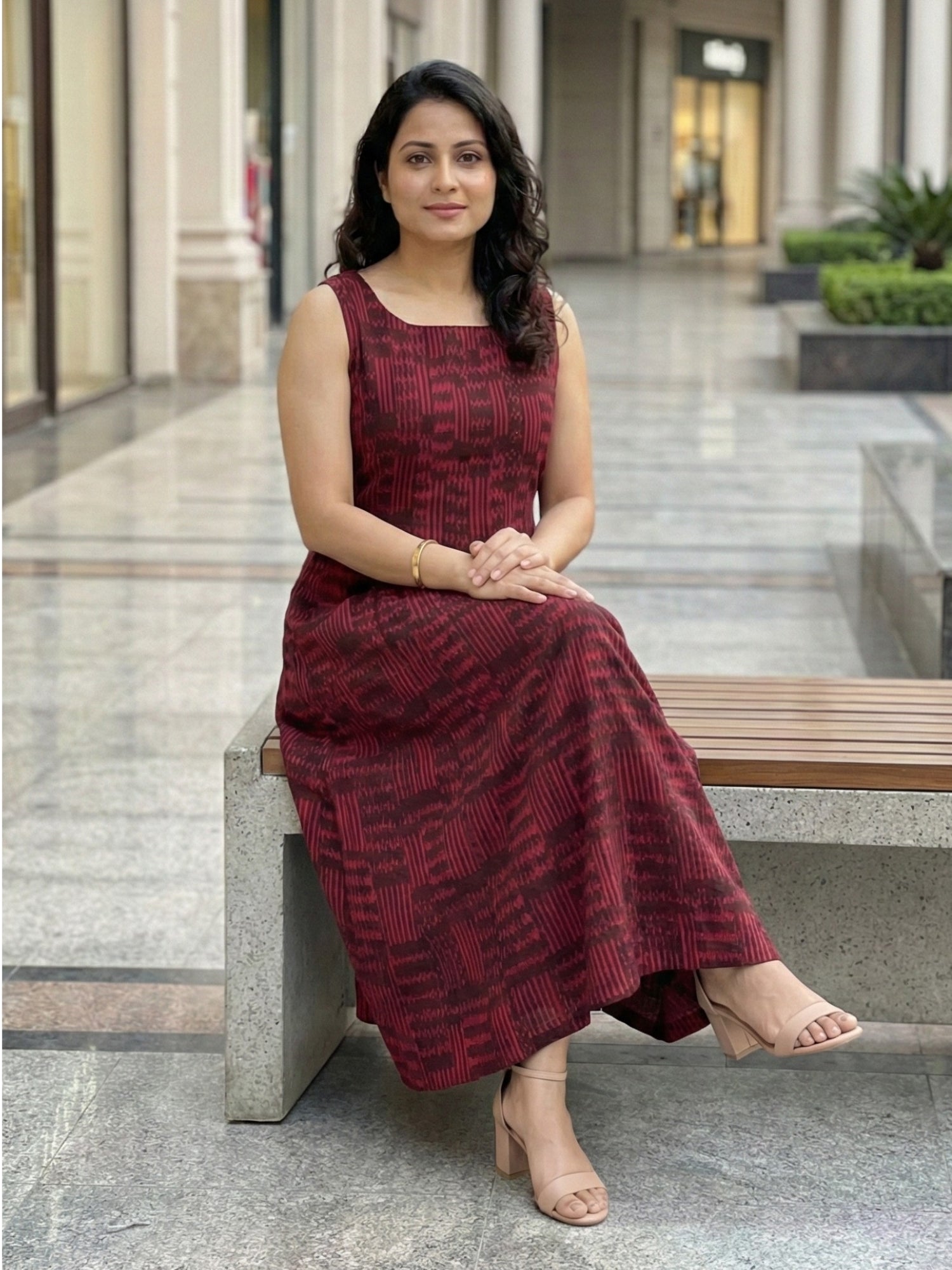 Close-up of handloom ikat cotton fabric texture