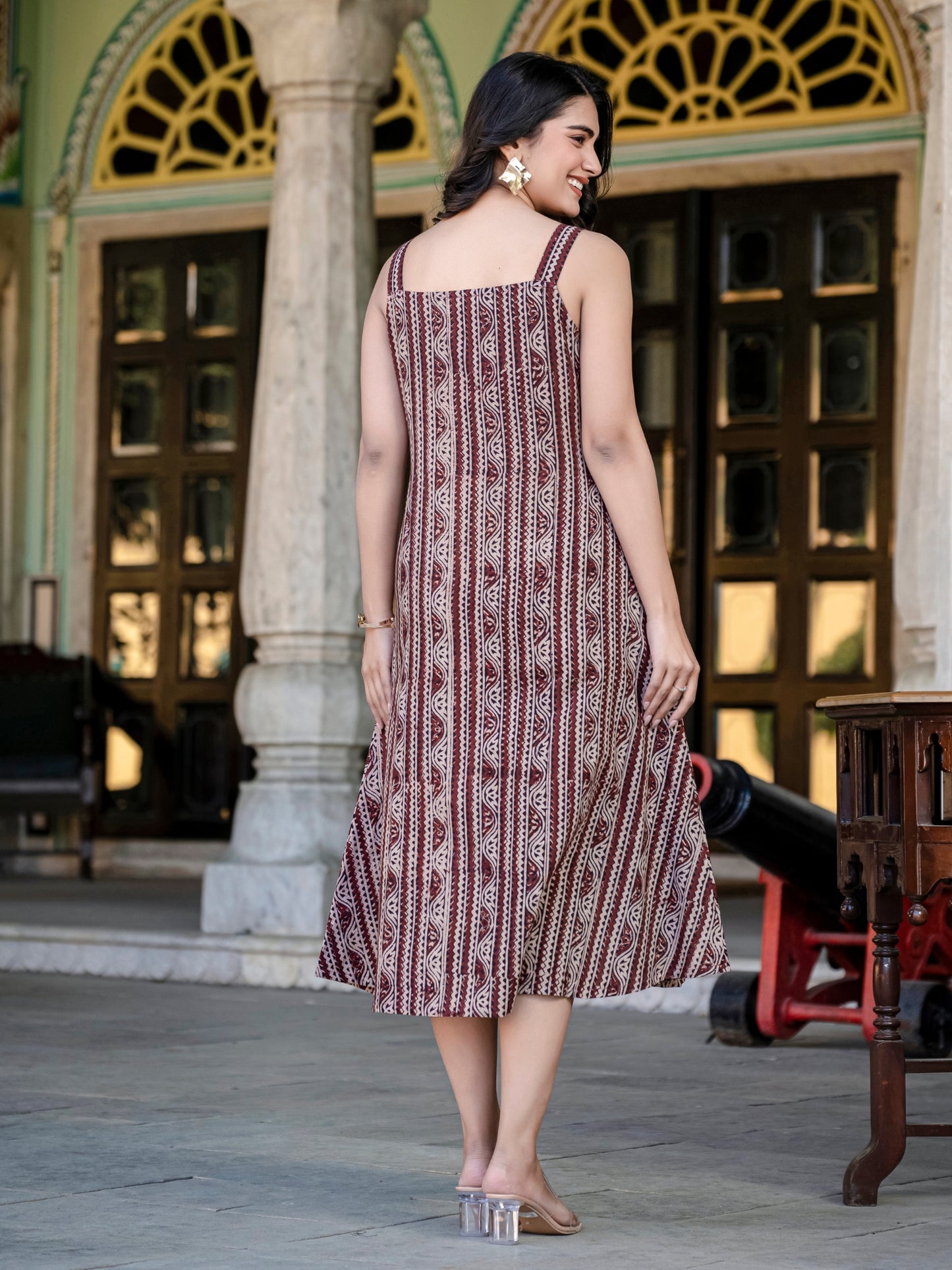 Sienna Raga Kalamkari Strap Cotton Dress