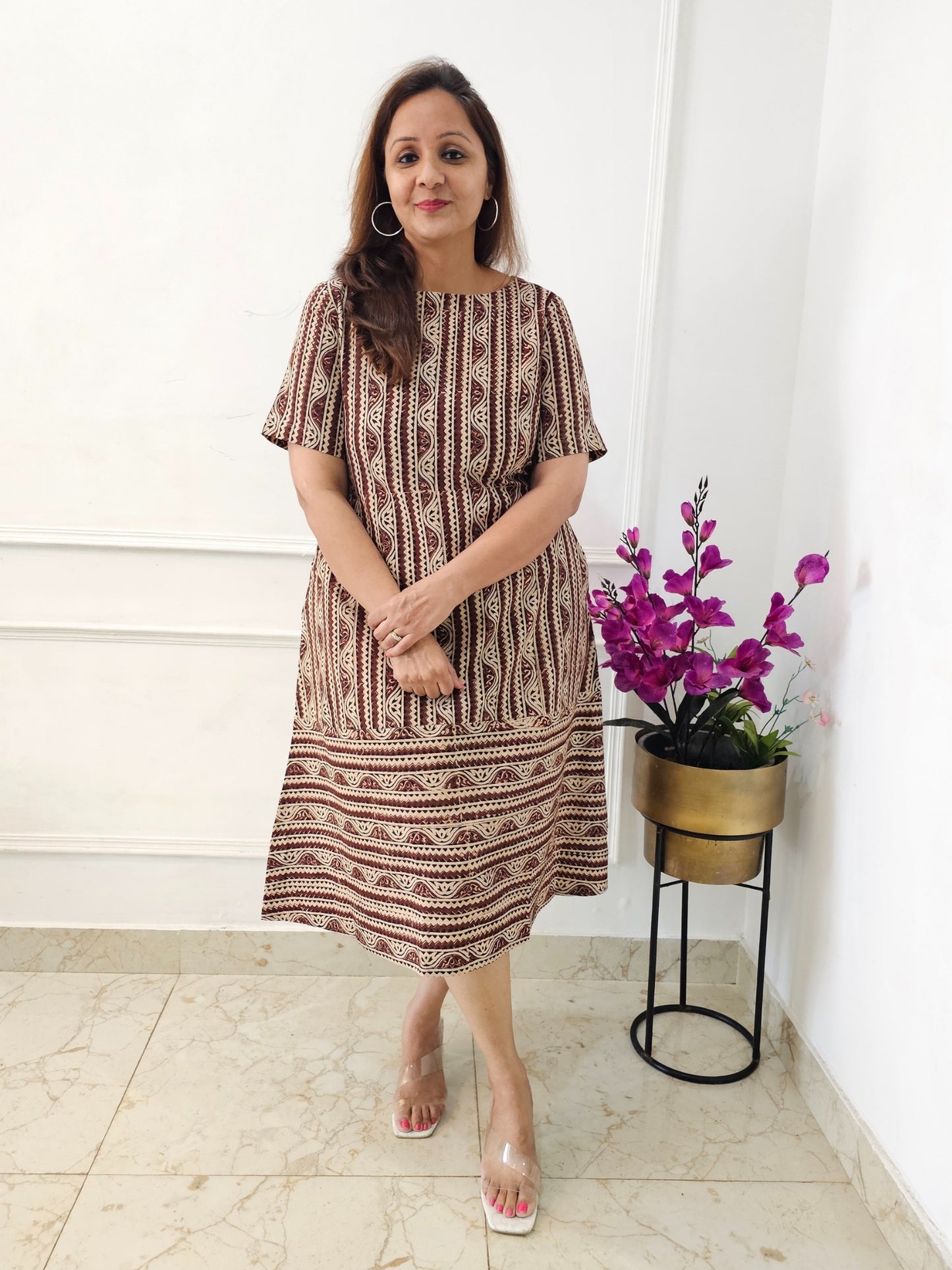 Zaira Kalamkari Cotton Midi Dress