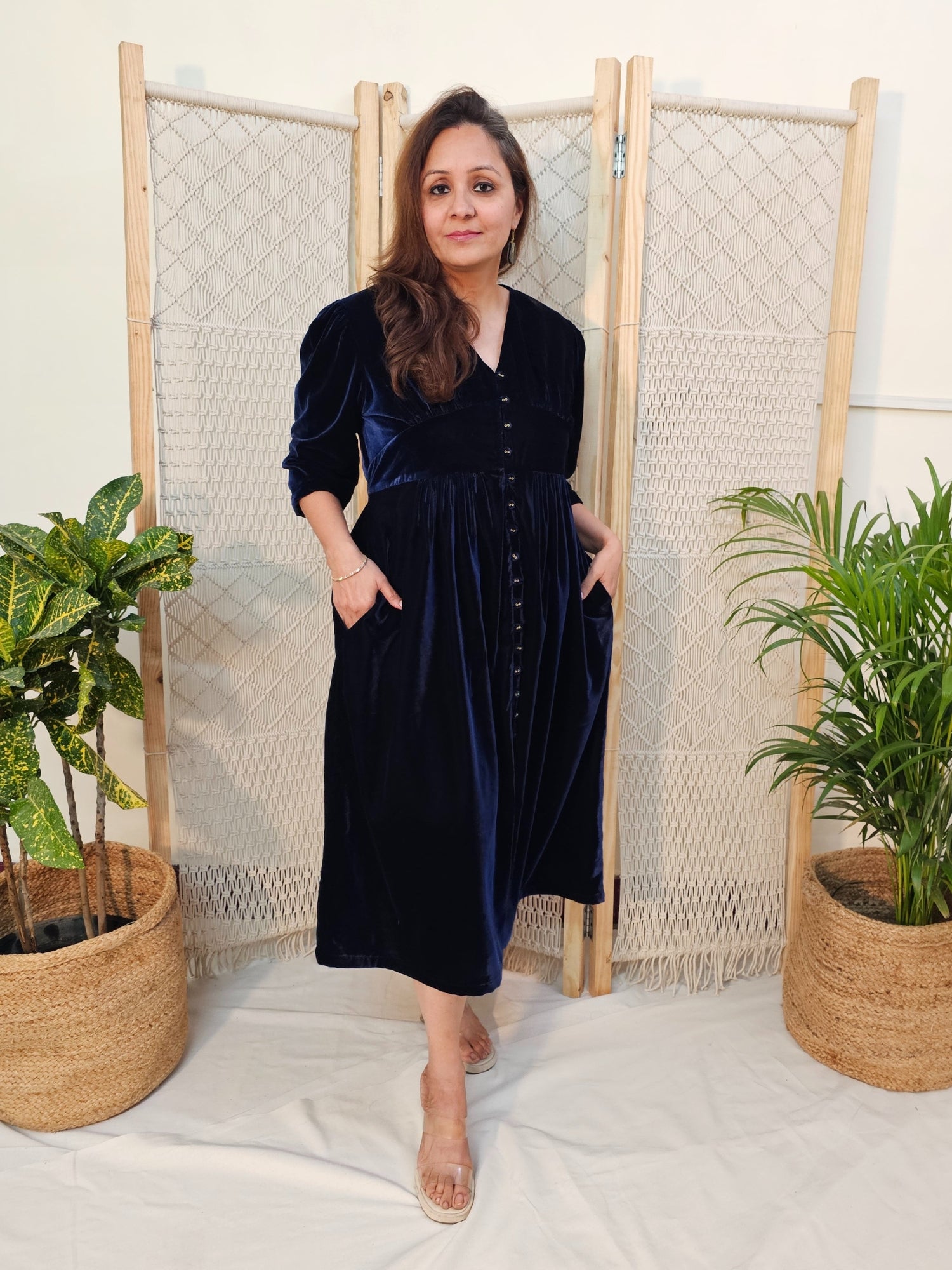 Blue Velvet Winter Dress 