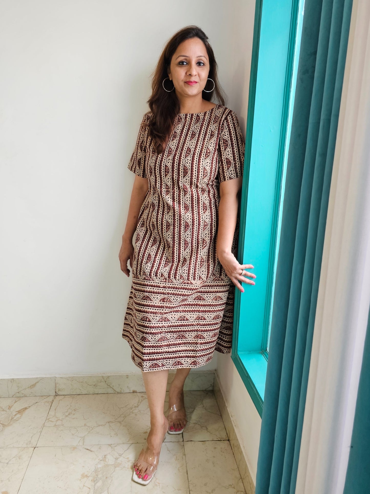 Zaira Kalamkari Cotton Midi Dress