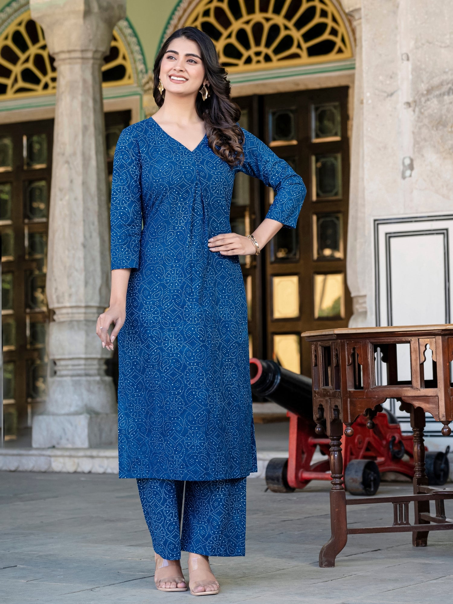 Indigo Color Cotton Kurti Set online