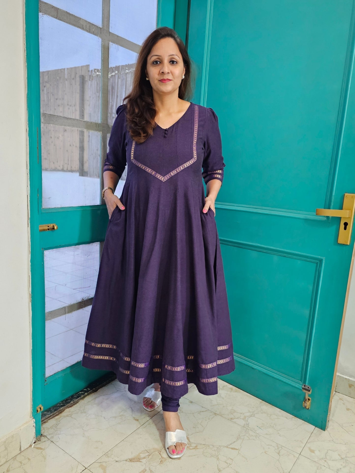 Purple color kurta set for women