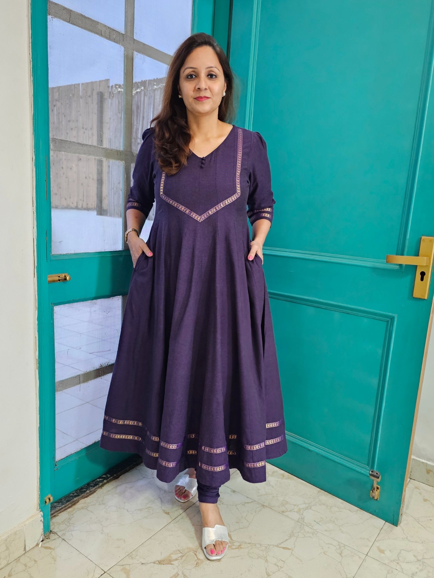 Purple color kurta set for women