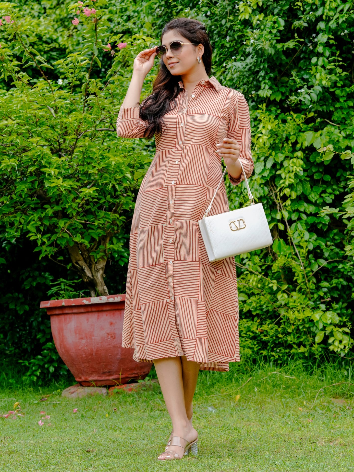 Darzaania Avni Collared Button Down Dress