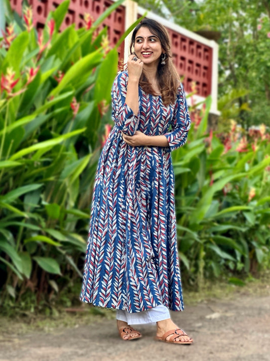 Blue Ajrakh Cotton Kurta for Women