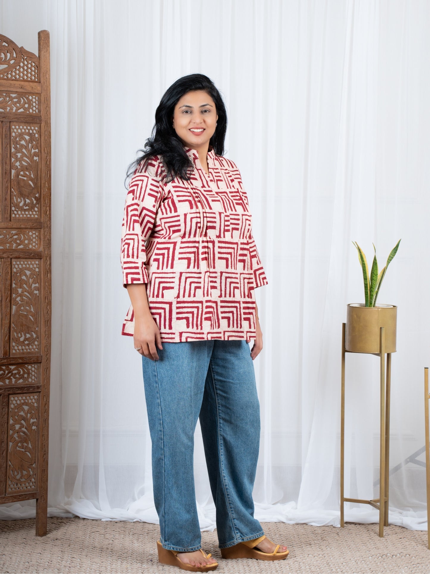 Batik Kantha work Cotton top for women