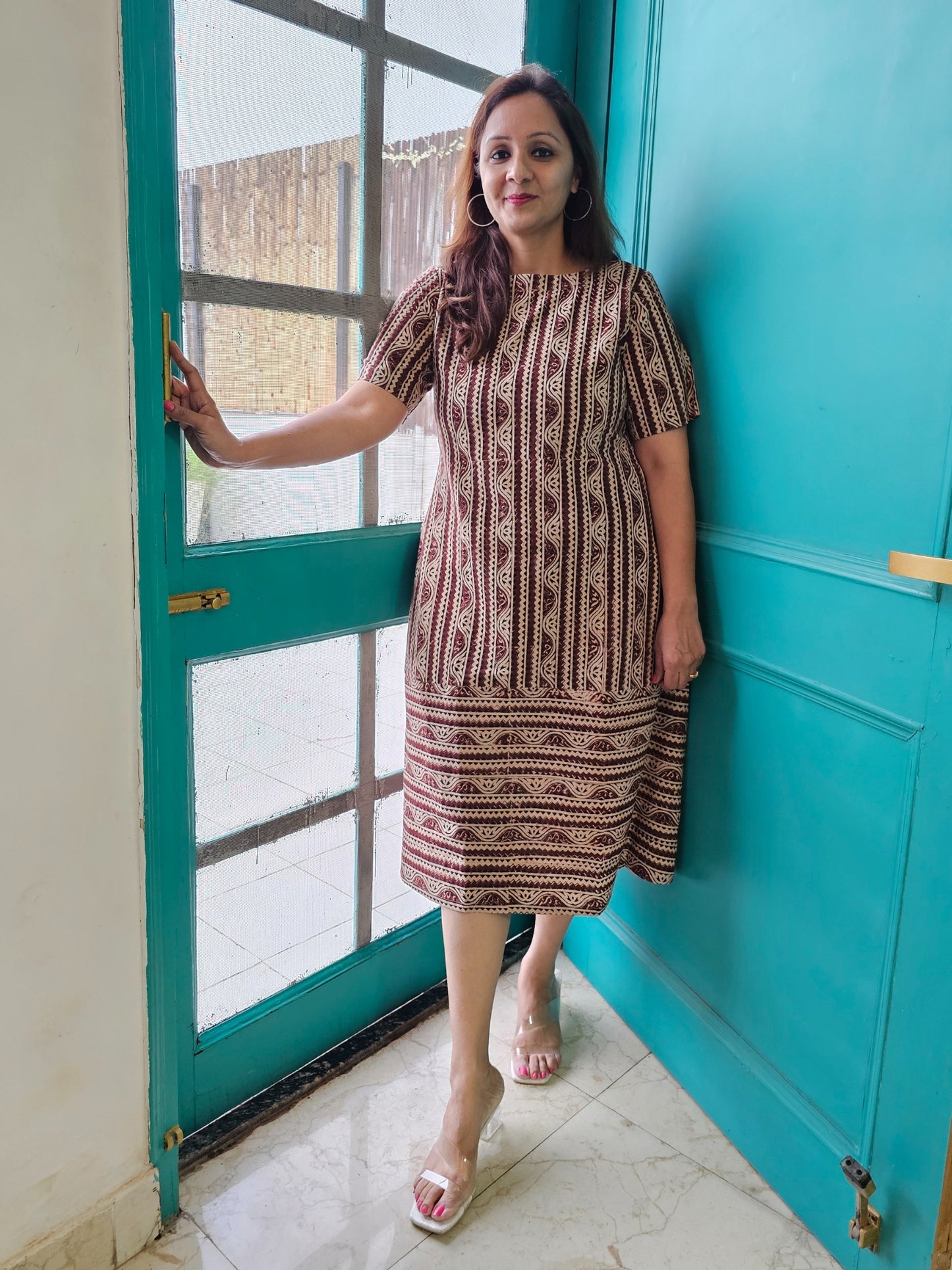 Zaira Kalamkari Cotton Midi Dress