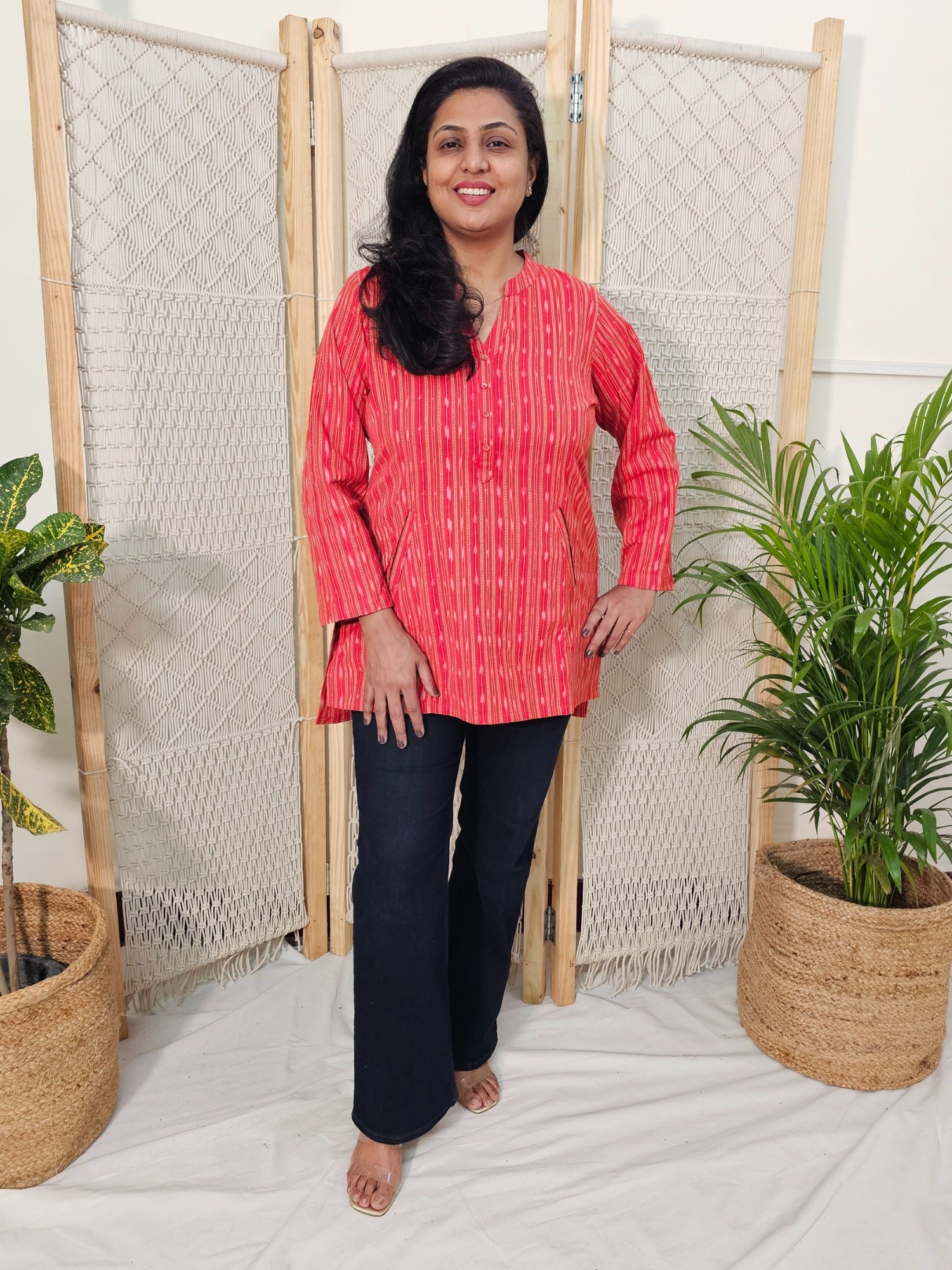 Orange Ikat cotton top online