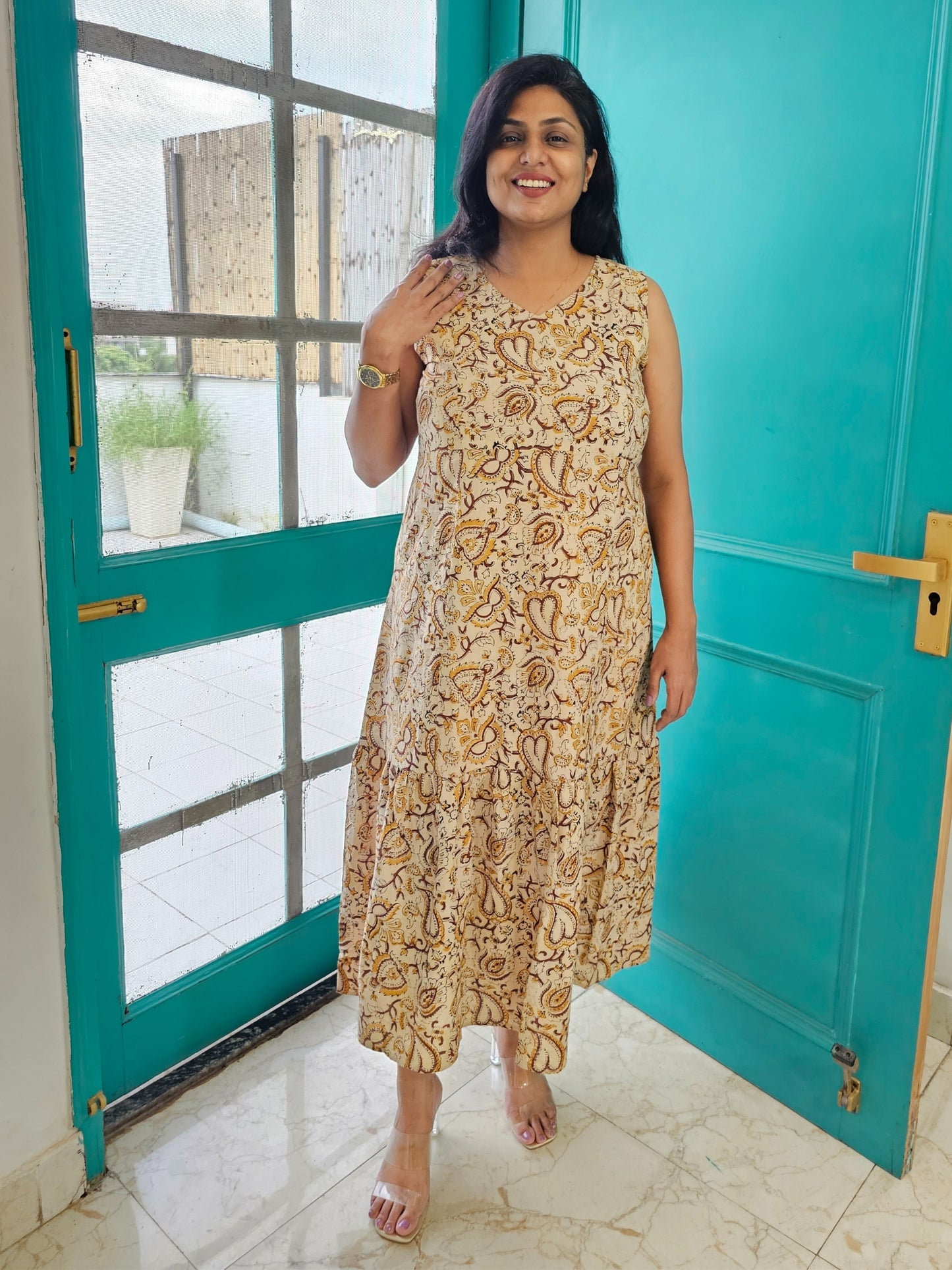 Kaya Pure Cotton Kalamkari Long Dress