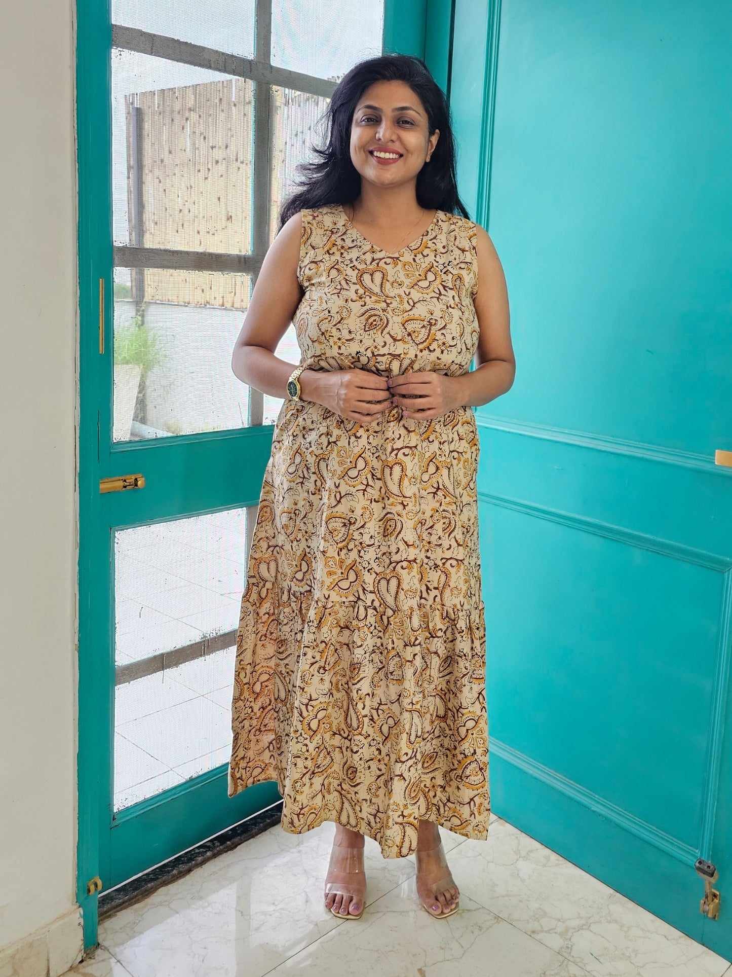 Kaya Pure Cotton Kalamkari Long Dress