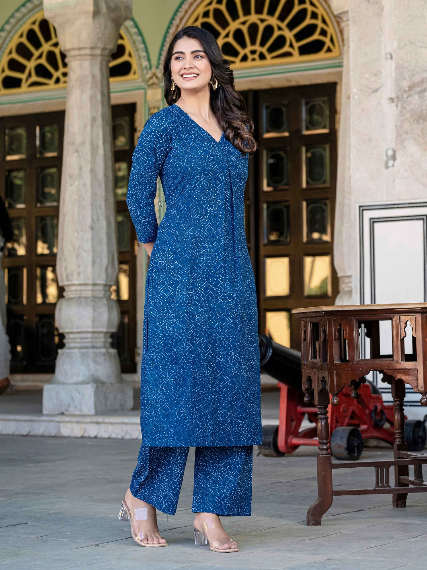 Indigo Cotton Kurti Set