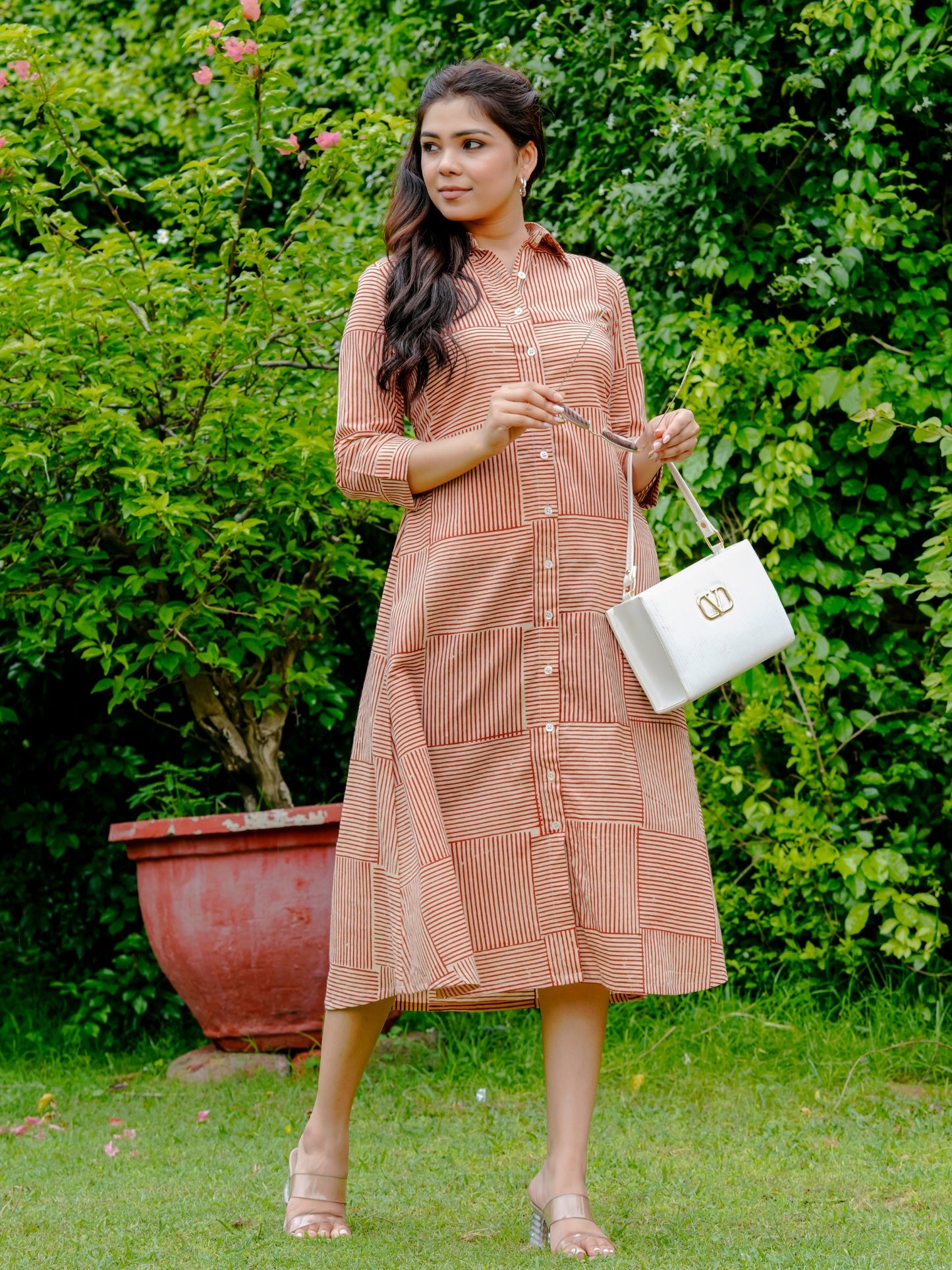 Darzaania Avni Collared Button Down Dress