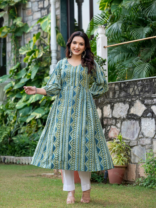 Shanaya Ajrakh Work Cotton Kurta