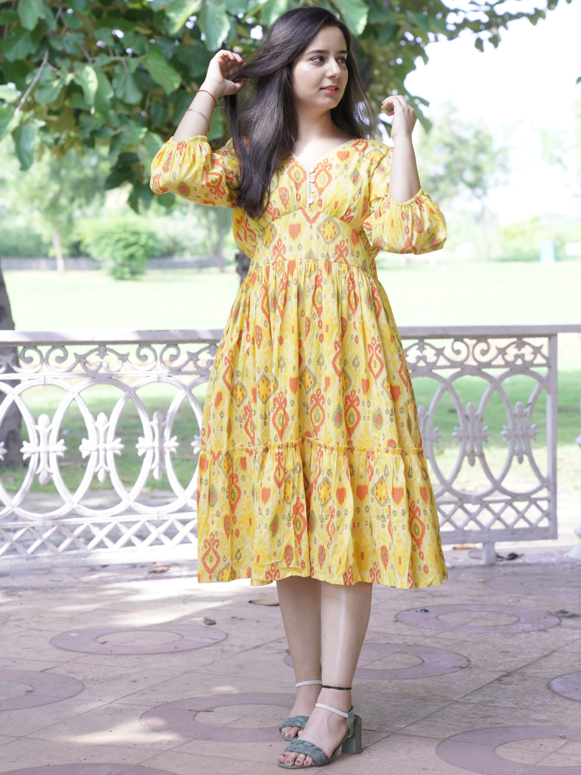 Yellow cotton deals frock