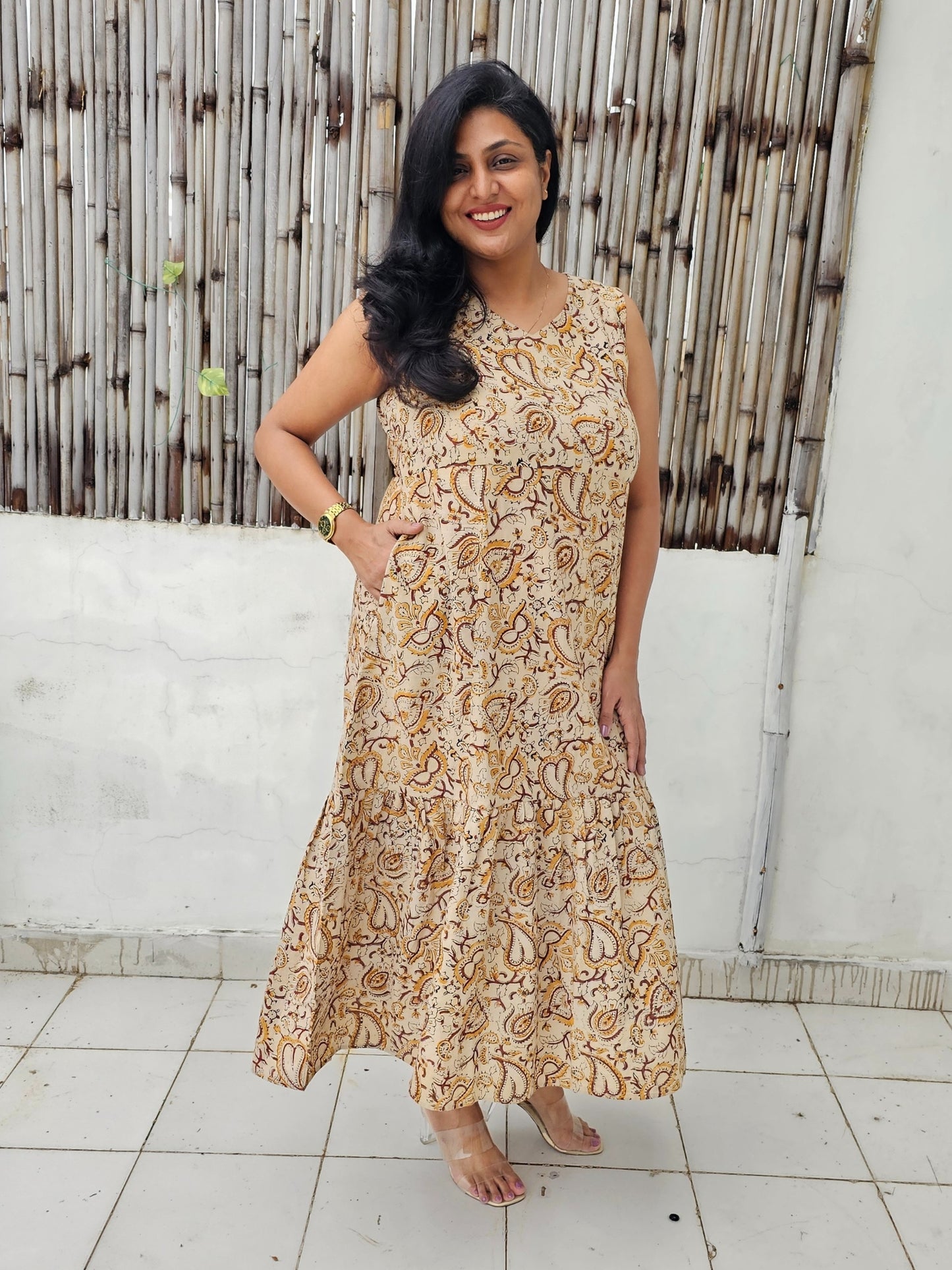 Kaya Pure Cotton Kalamkari Long Dress