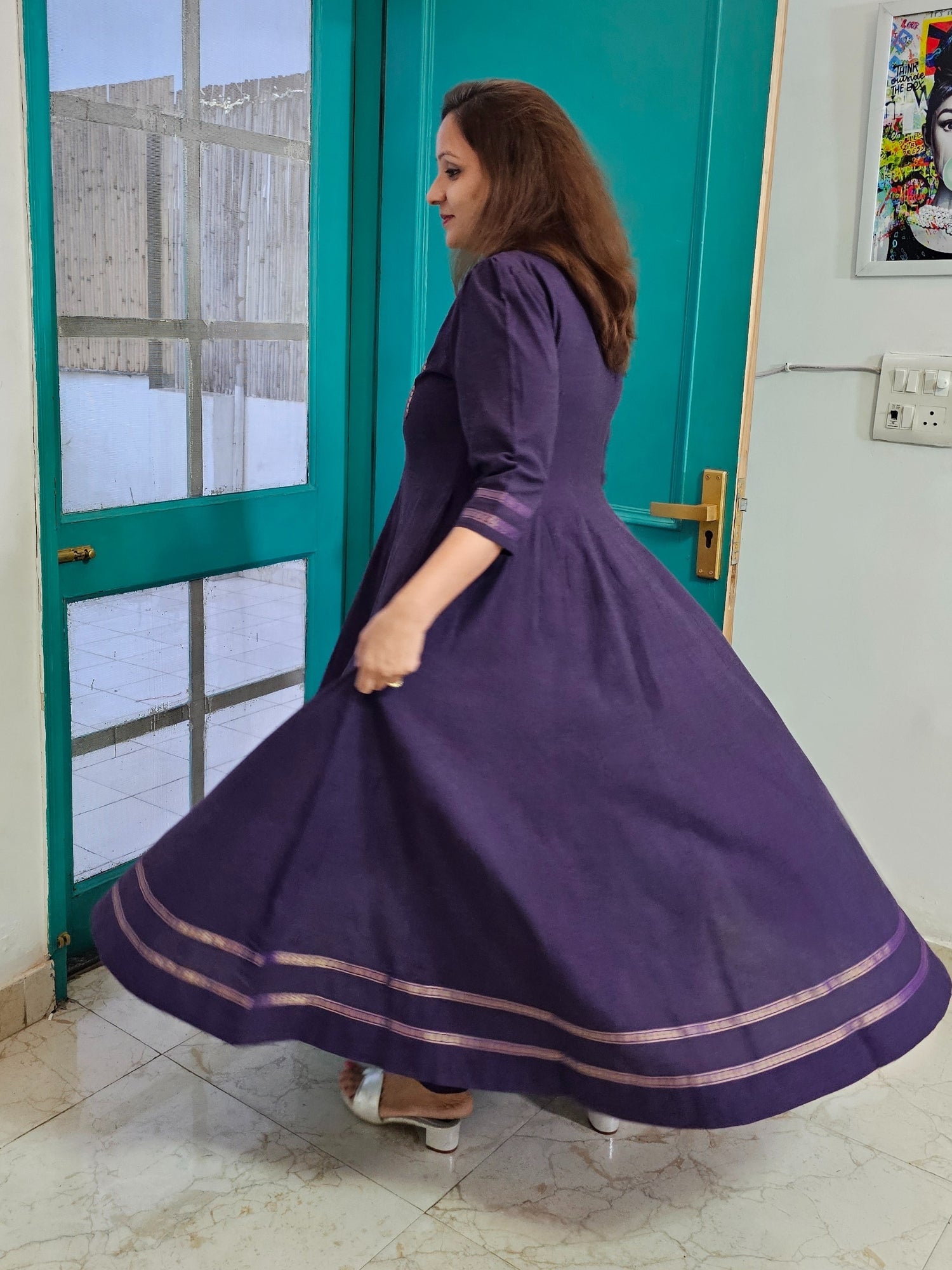 Purple Anarkali kurti with churidaar