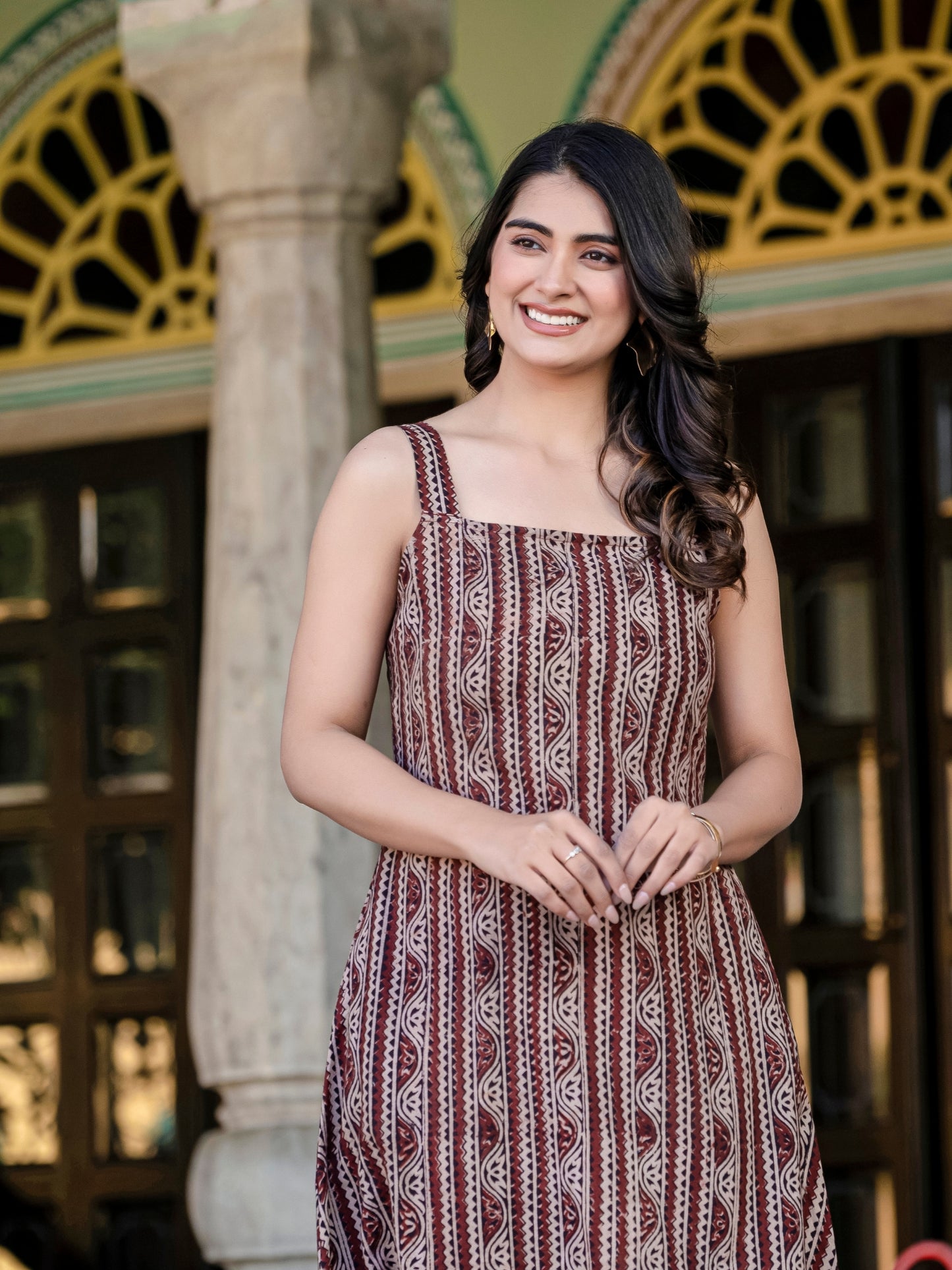 Sienna Raga Kalamkari Strap Cotton Dress