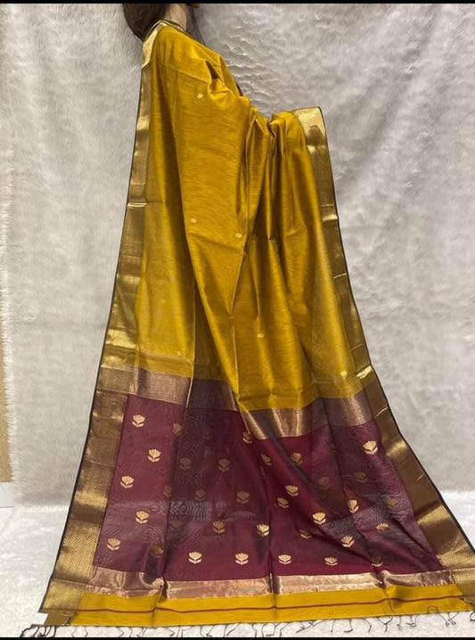 Maheshwari Gold color Festival edition Saree