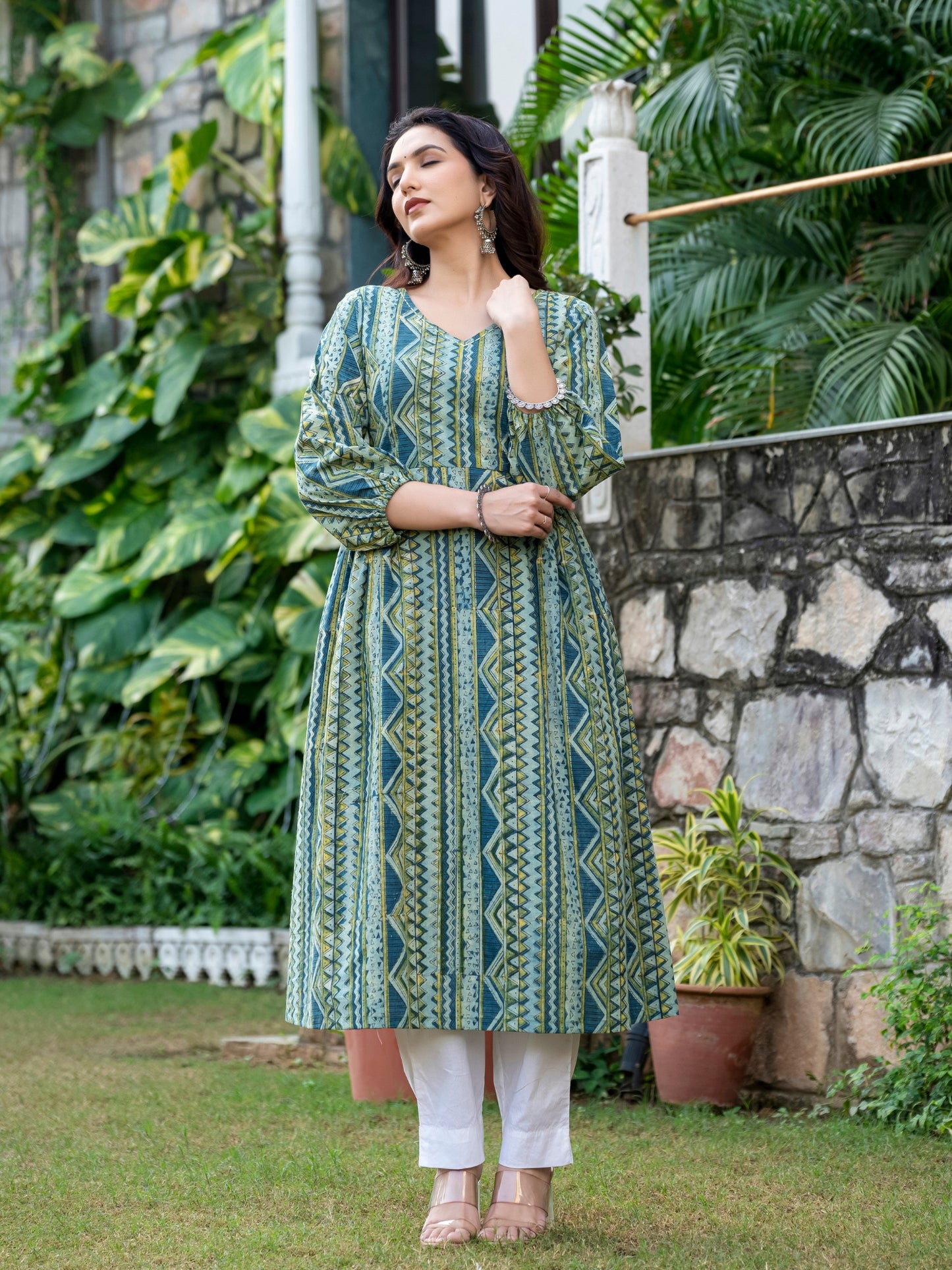 Shanaya Ajrakh Work Cotton Kurta