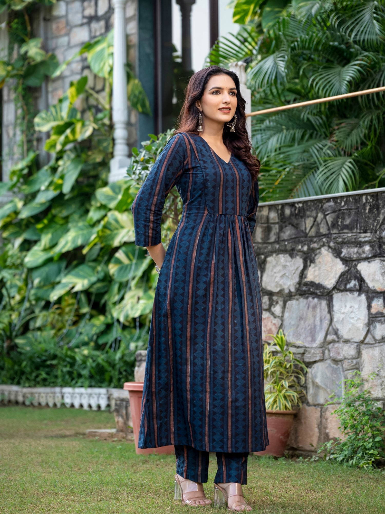 Neelima Ajrakh Blue Kurta with Pants (Set of 2)1