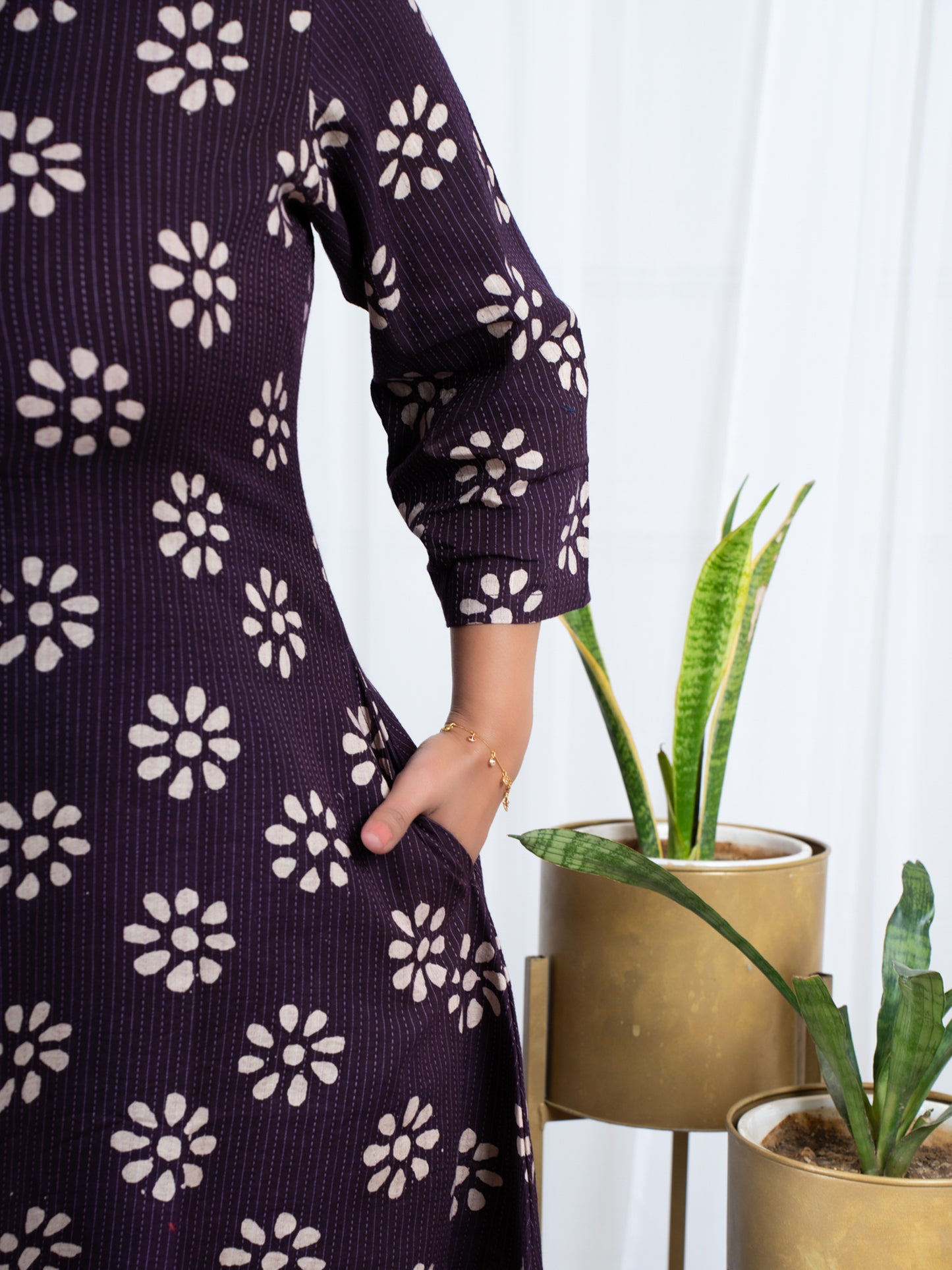Flower block print cotton dresses online