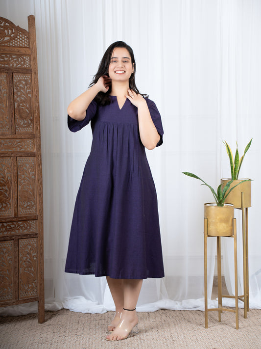 Purple Solid Ikkat Dress for women